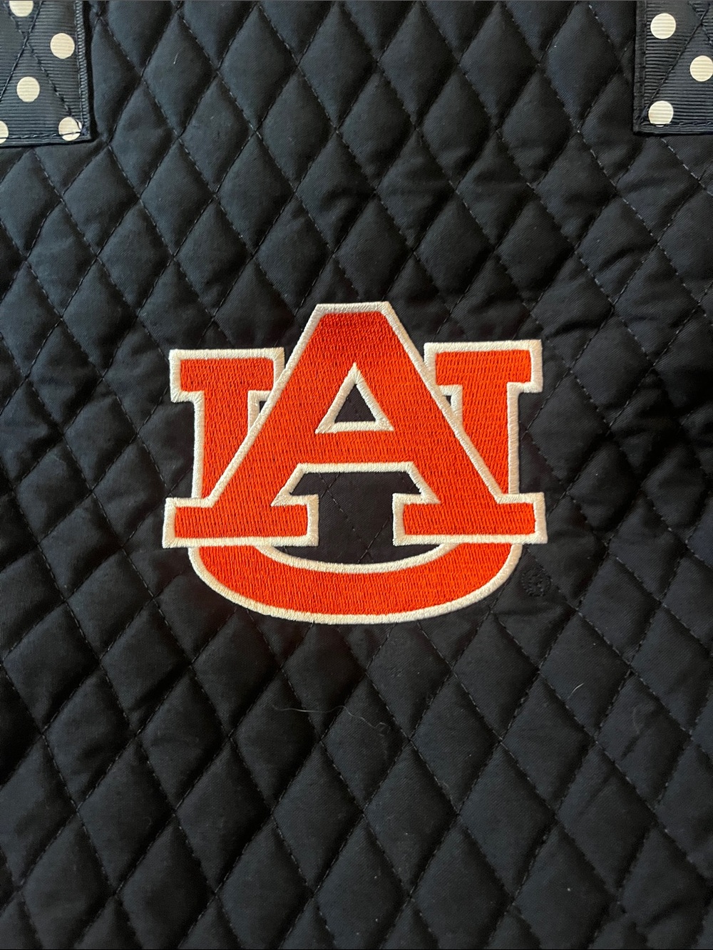 NWOT AUBURN UNIVERSITY BLUE QUILT TOTE BAG WITH ORANGS CLASSIC LOGO EMBROIDERED - Picture 7 of 7